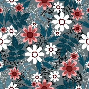 Floral seamless pattern ,flower branches seamless pattern , vector 스톡 일러스트