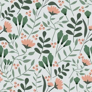Floral seamless pattern ,flower branches seamless pattern , vector Stock Illustration