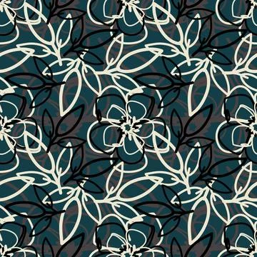 Floral seamless pattern ,flower branches seamless pattern , vector Stock Illustration