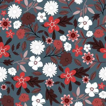 Floral seamless pattern ,flower branches seamless pattern , vector Stock Illustration