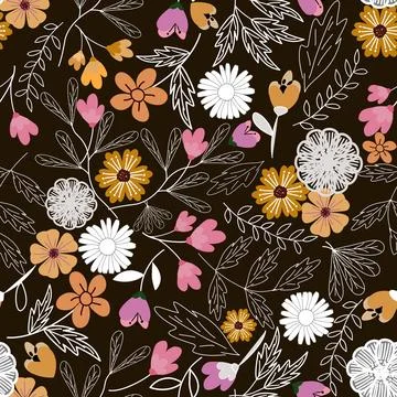 Floral seamless pattern ,flower branches seamless pattern , vector 스톡 일러스트