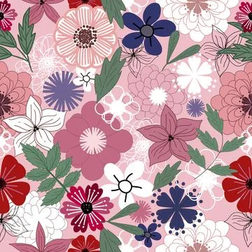 Floral seamless pattern ,flower branches seamless pattern , vector 스톡 일러스트
