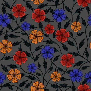 Floral seamless pattern ,flower branches seamless pattern , vector イラスト素材