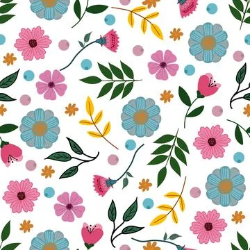 Floral seamless pattern ,flower branches seamless pattern , vector Stock Illustration