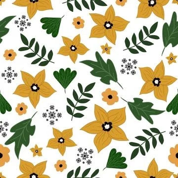 Floral seamless pattern ,flower branches seamless pattern , vector Stock Illustration