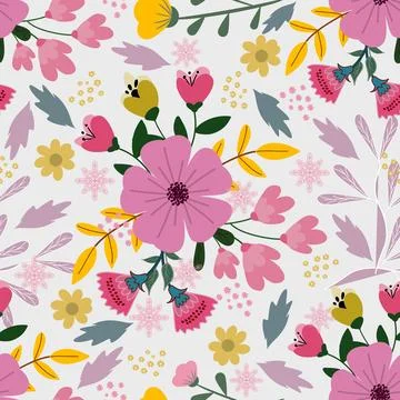 Floral seamless pattern ,flower branches seamless pattern , vector Stock Illustration