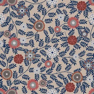 Floral seamless pattern ,flower branches seamless pattern , vector Stock Illustration