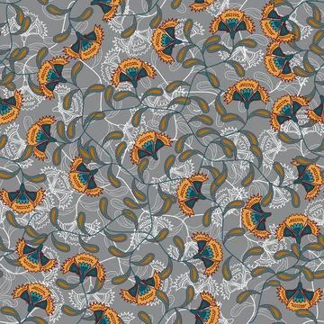 Floral seamless pattern ,flower branches seamless pattern , vector Stock Illustration