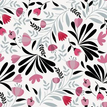 Floral seamless pattern ,flower branches seamless pattern , vector Stock Illustration