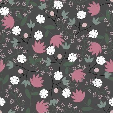 Floral seamless pattern ,flower branches seamless pattern , vector 스톡 일러스트