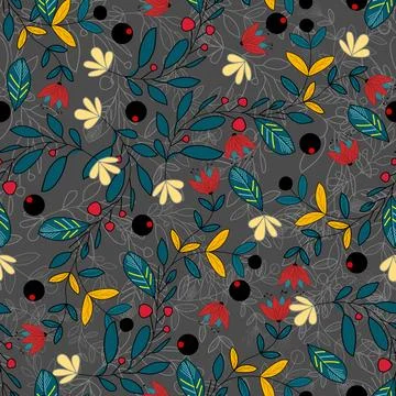 Floral seamless pattern ,flower branches seamless pattern , vector イラスト素材