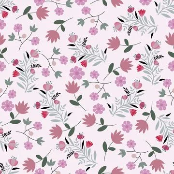 Floral seamless pattern ,flower branches seamless pattern , vector 스톡 일러스트