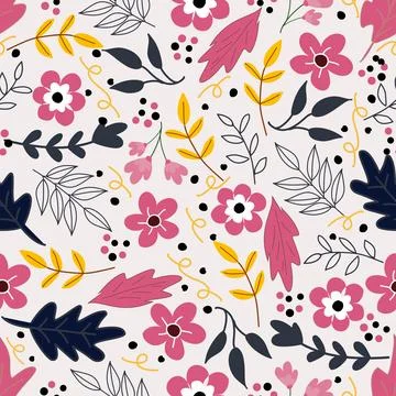 Floral seamless pattern ,flower branches seamless pattern , vector Stock Illustration