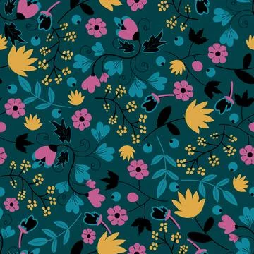 Floral seamless pattern ,flower branches seamless pattern , vector 스톡 일러스트