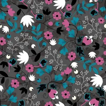 Floral seamless pattern ,flower branches seamless pattern , vector 스톡 일러스트