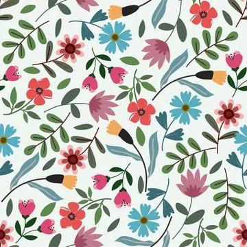 Floral seamless pattern ,flower branches seamless pattern , vector Stock Illustration