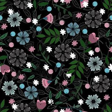 Floral seamless pattern ,flower branches seamless pattern , vector 스톡 일러스트