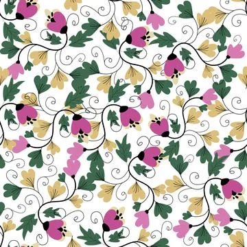 Floral seamless pattern ,flower branches seamless pattern , vector 스톡 일러스트