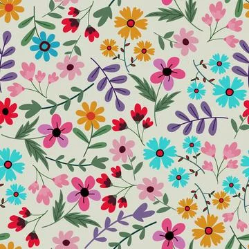 Floral seamless pattern ,flower branches seamless pattern , vector Stock Illustration