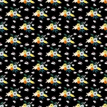 Floral seamless pattern ,flower branches seamless pattern , vector Stock Illustration