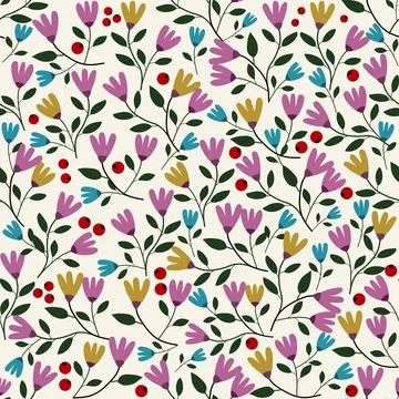 Floral seamless pattern ,flower branches seamless pattern , vector Stock Illustration