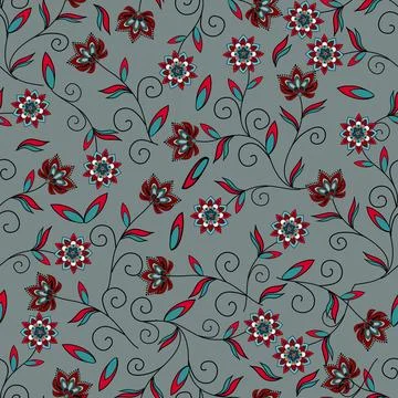 Floral seamless pattern ,flower branches seamless pattern , vector Stock Illustration