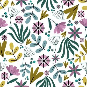 Floral seamless pattern ,flower branches seamless pattern , vector Illustrazione stock