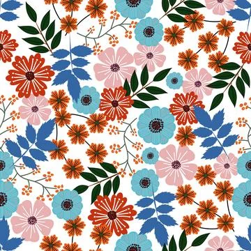 Floral seamless pattern ,flower branches seamless pattern , vector 스톡 일러스트