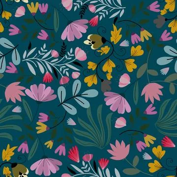 Floral seamless pattern ,flower branches seamless pattern , vector 스톡 일러스트