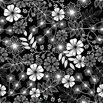 Floral seamless pattern ,flower branches seamless pattern , vector Stock Illustration