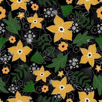 Floral seamless pattern ,flower branches seamless pattern , vector 스톡 일러스트