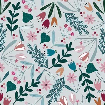 Floral seamless pattern ,flower branches seamless pattern , vector Illustrazione stock