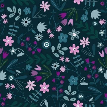 Floral seamless pattern ,flower branches seamless pattern , vector 스톡 일러스트
