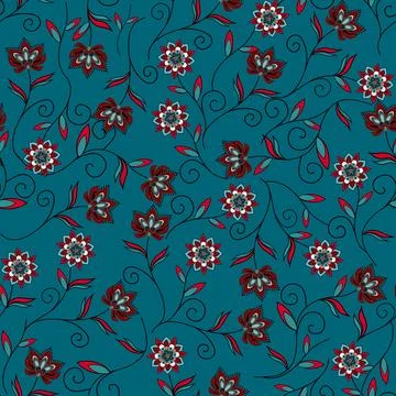 Floral seamless pattern ,flower branches seamless pattern , vector Stock Illustration