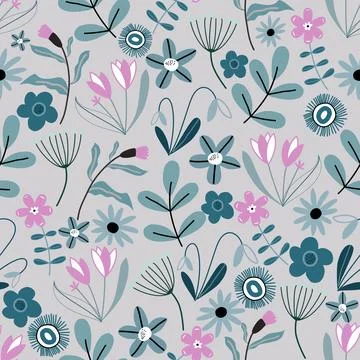 Floral seamless pattern ,flower branches seamless pattern , vector 스톡 일러스트