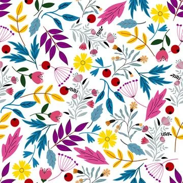 Floral seamless pattern ,flower branches seamless pattern , vector Stock Illustration