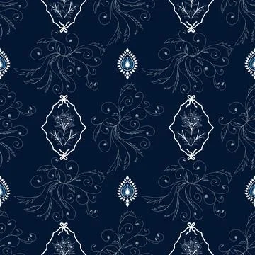 Floral seamless pattern ,flower branches seamless pattern , vector 스톡 일러스트