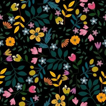 Floral seamless pattern ,flower branches seamless pattern , vector 스톡 일러스트