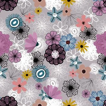 Floral seamless pattern ,flower branches seamless pattern , vector 스톡 일러스트
