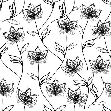 Floral seamless pattern ,flower branches seamless pattern , vector 스톡 일러스트