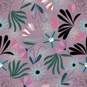 Floral seamless pattern ,flower branches seamless pattern , vector 스톡 일러스트