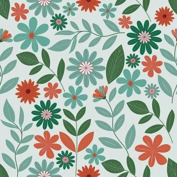 Floral seamless pattern ,flower branches seamless pattern , vector 스톡 일러스트