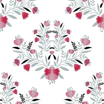 Floral seamless pattern ,flower branches seamless pattern Stock Illustration