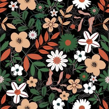 Floral seamless pattern ,flower branches seamless pattern Stock Illustration