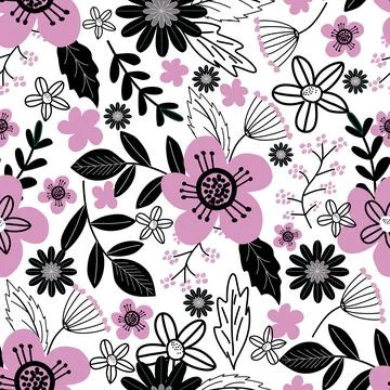 Floral seamless pattern ,flower branches seamless pattern , vector Stock Illustration