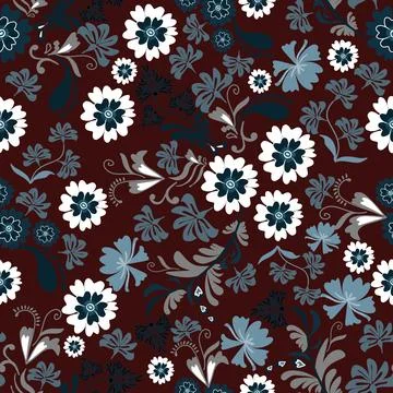Floral seamless pattern ,flower branches seamless pattern , vector 스톡 일러스트