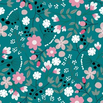 Floral seamless pattern ,flower branches seamless pattern , vector イラスト素材