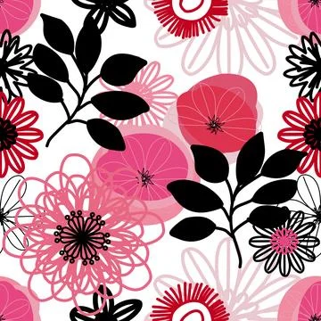 Floral seamless pattern ,flower branches seamless pattern , vector 스톡 일러스트