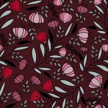 Floral seamless pattern ,flower branches seamless pattern , vector 스톡 일러스트