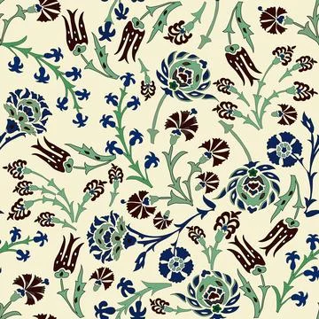 Floral seamless pattern ,flower branches seamless pattern Stock Illustration